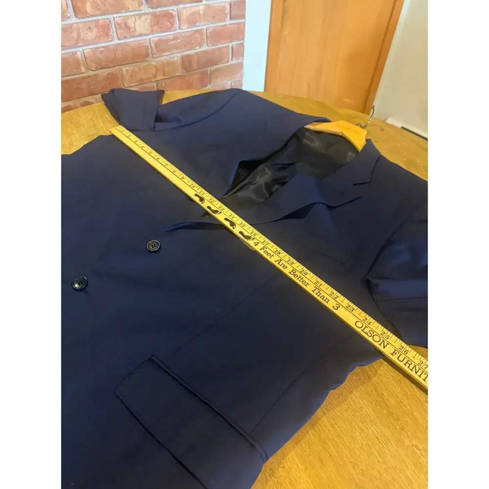 Richard Harris Mens 46R Navy 100% Wool Sport Coat Dress Pants Suit Set